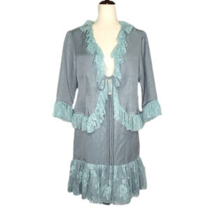Vintage Rare Mint Lace Skirt and Tie Front Jacket Set Size Medium